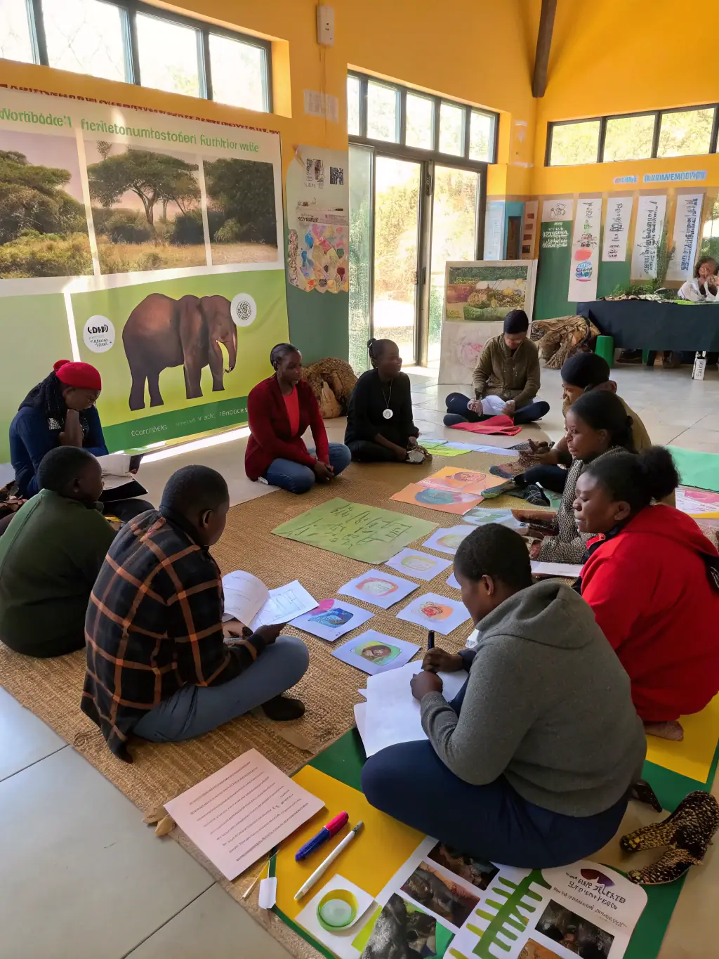 A photo of a workshop where members are learning about wildlife conservation and sustainable hunting practices, highlighting the educational aspect of the organization.
